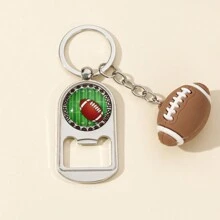 1入組男士玻璃時光足球造型設計便攜式開瓶器鑰匙扣包裝車鑰匙扣美式足球運動吊墜禮品 - 多色 - 查看 16