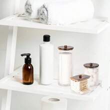 3入組化妝棉收納盒,木質蓋化妝棉盒,可攜式防塵透明物品放置盒,浴室梳妝臺卸妝棉盒,妝具收納組織盒,妝品收納盒