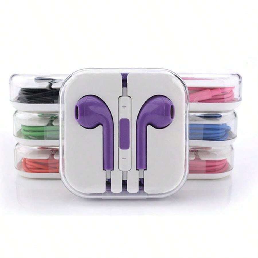 AUDIFONOS BASICOS 3.5MM CON ESTUCHE MICROFONO MANOS LIBRES genericos PREMIUM - Morado Violeta - Ver 1