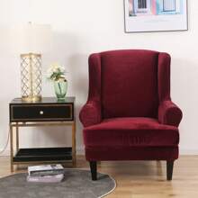 Wing Chair Covers Stretch 2Pcs/Set Wingback Armchair Chair Cover Slipcover Sofa Protector For Home Decoration - Burgundy - View 8