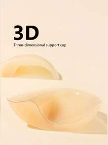 2pairs/Set Apricot Color Push Up Adhesive Bra Cups With Silicone And Thick Padding For Strapless Wedding Dress, Backless Dress, And Low Cut Outfits - Apricot - View 3