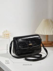 New Arrival Spring Fashionable Vintage Flap Lock Detachable & Adjustable Shoulder Strap Anti-Theft Satchel Bag Suitable For Work And Daily Use - Black - View 6