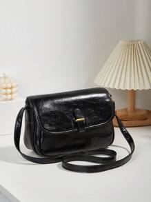 New Arrival Spring Fashionable Vintage Flap Lock Detachable & Adjustable Shoulder Strap Anti-Theft Satchel Bag Suitable For Work And Daily Use - Black - View 2
