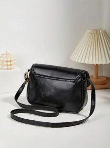 New Arrival Spring Fashionable Vintage Flap Lock Detachable & Adjustable Shoulder Strap Anti-Theft Satchel Bag Suitable For Work And Daily Use - Black - View 3