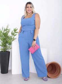 Plus Size Co-Ords - الأزرق - مشاهدة 1