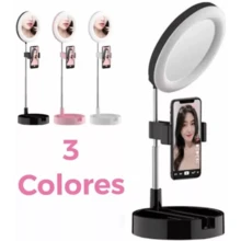 Aro Luz Led 16cm Maquillaje De Mesa Con Espejo Y Soporte - Multicolor - Ver 7
