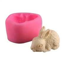 1PC/Khuôn silicon hình thỏ 3D. Nến, thạch cao, Khuôn trang trí - Hồng - Xem 4