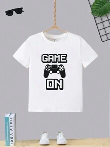 Kit Camiseta + Short com Bolso Conjunto Juvenil Infantil Algodão Confortável Game On Roupa - Branco - Visão 2