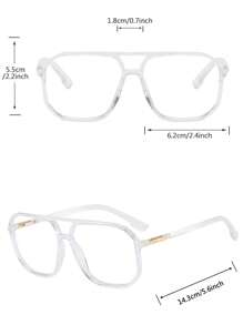 男士頂梁框飛行員眼鏡無色鏡片 - 無色 - 查看 4