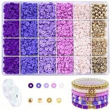 2000+Pcs Clay Beads Bracelet Kit With 160+Pcs Spacer Beads CCB Round Beads Flower Beads, Crystal Elastic Thread, Unique Colors Pink Blue Purple Green Friendship Bracelet Making Set For DIY Jewelry Making Craft Suppories Gift Valentines