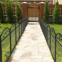 Vallas Decorativas para Jardín de Hierro Set de 5 Valla Metalica Rigida Hierro para Perros Jardín Metalicas Negro Barrera de Animales - Negro - Ver 7