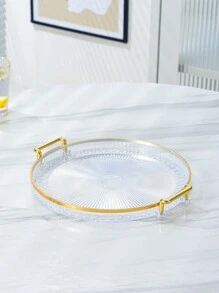1 szt. Podwójna/jednowarstwowa taca z teksturą diamentową z uchwytem, nowoczesna podwójna taca do przetwarzania dla domu