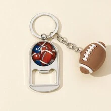 1入組男士玻璃時光足球造型設計便攜式開瓶器鑰匙扣包裝車鑰匙扣美式足球運動吊墜禮品 - 多色 - 查看 15