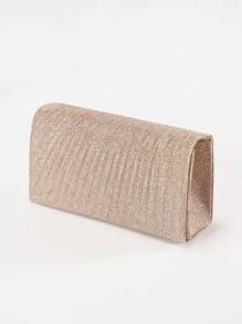 亮片信封手提包，女士晚宴手拿包，女士日常手拿包，闪亮金属链条斜挎包，适合婚礼派对，银色和黑色 - 香檳色 - 查看 4