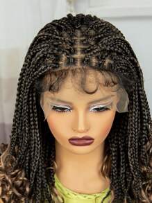 Lace Front Boho Box Braided Wigs With Cruls Ends Short Knotless Box Braid Wig For Women  Braided Lace Front Wig - Two-Tone - View 8