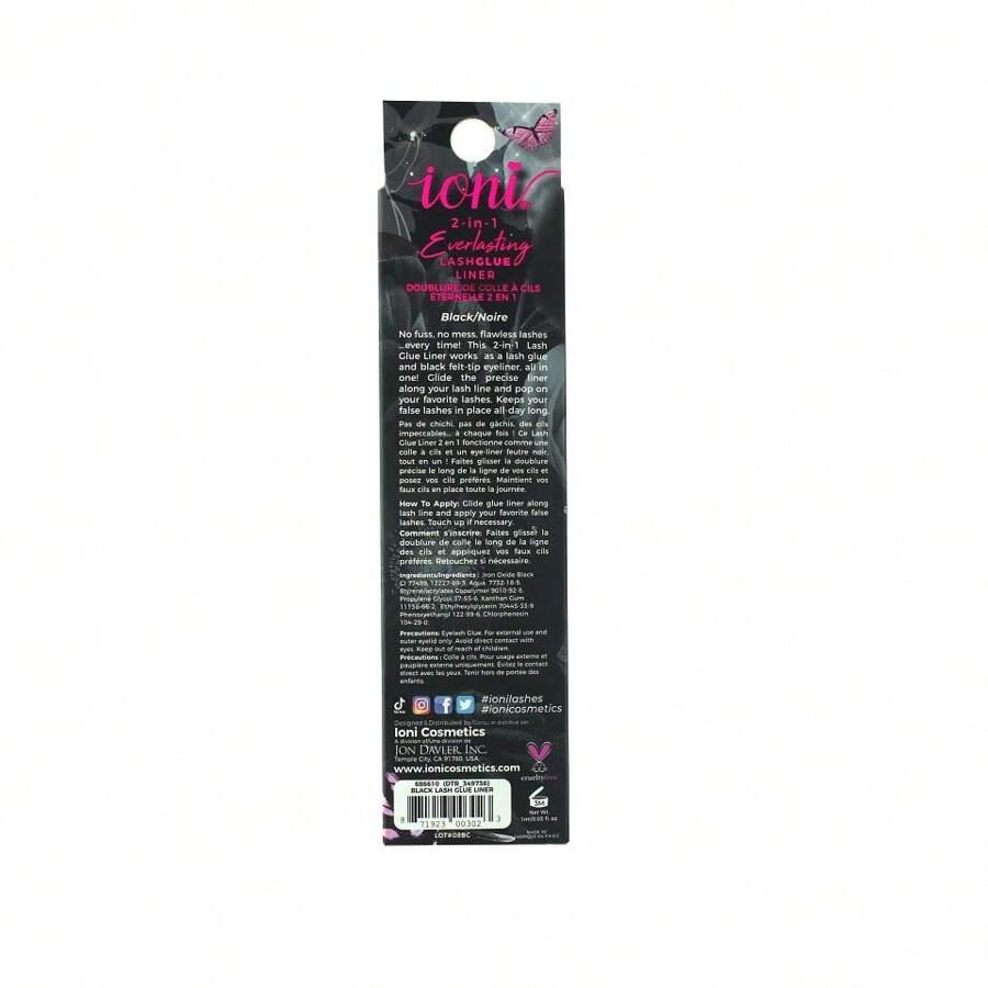 IONI 2In1 Everlasting Lash Glue Liner Black . Long Lasting. Smudge