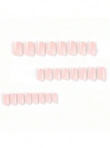 24入組簡約白色法式方形指甲貼片+1張啫喱膠+1支修甲磨板，即貼式美甲指甲用品 - 彩色 - 查看 3