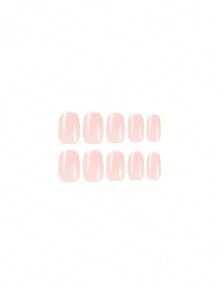 24入組簡約白色法式方形指甲貼片+1張啫喱膠+1支修甲磨板，即貼式美甲指甲用品 - 彩色 - 查看 5