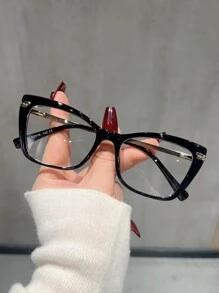 1 副方形时尚女士金属框架眼镜，带弹簧铰链，高品质日常装饰眼镜 - A - 查看 13