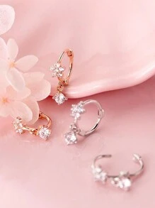 1對流行的豪華花朵鑲嵌幾何形耳環,適合日常佩戴珠寶禮物 - 花朵形 - 查看 5