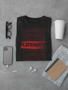 Camiseta Slim Fit Algodão Liferock Preta Premium Estampada Casual