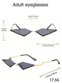 1 PC Women's Metal Rimless Rimmed Rhombus Vintage Y2K Fashion Eyewear For Rave Attire Music Festivals Party Beach Accessories For Women Glasses Shades Basics Fall Winter Women Outfits Clothes Business Casual Gifts For Summer Beach Vacation,Outdoor,Travel