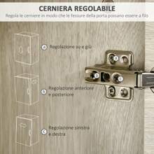 HOMCOM Mobile Bagno in Legno con 2 Armadietti, Cassetto Centrale e Ripiani Regolabili, 34x34x150cm, Color Legno - Beige - Visualizzare 7