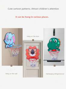 兒童籃球架,卡通可愛動物造型籃子室內外運動比賽籃球框套裝（隨機顏色） - 紅色 - 查看 4