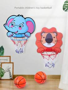 兒童籃球架,卡通可愛動物造型籃子室內外運動比賽籃球框套裝（隨機顏色） - 紅色 - 查看 3