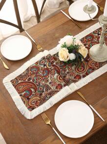 Miater 1條提織桌布配掛帶裝飾,波西米亞風格