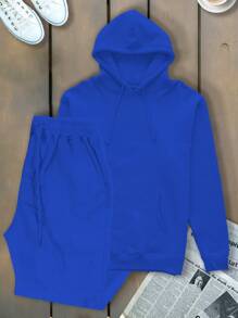 Men Hoodie & Sweatshirt Co-Ords - 寶藍色 - 查看 1