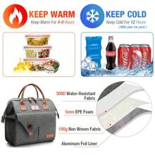Lekesky Lunch Bag For Women Insulated Lunch Box Leakproof Lunchbox For Adult Work, Grey - 淺灰色 - 查看 5
