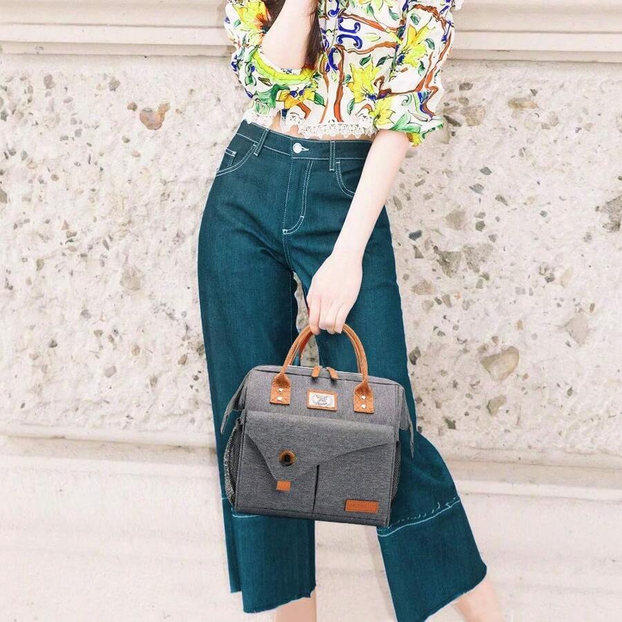 Lekesky Lunch Bag For Women Insulated Lunch Box Leakproof Lunchbox For Adult Work, Grey - 淺灰色 - 查看 1