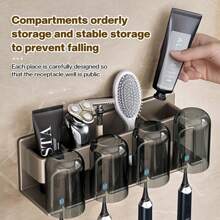 Porta Cepillo de Dientes - Soporte para Cepillo de Dientes, Porta Cepillos Dentales de Pared, Soporte de Cepillo de Dientes, Organizador de Cepillos Dentales para Baño sin Perforación - transparente - Ver 6