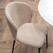 HOMCOM Lot de 2 chaises de salle à manger chaise de cuisine en tissu aspect lin avec pieds en métal noir dim. 52L x 55l x 80H cm - beige - Marron - Voir 8