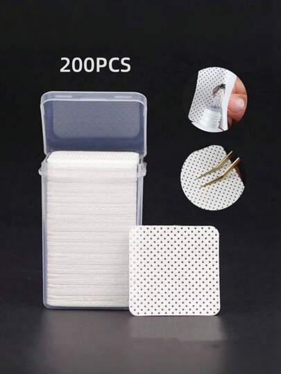 200PCS white Cleaning Pad, Eyelash Extension Glue Wiping Cloth, Glue Cleaning Pad, Remove nail polish piece, lash extension tools, for Eyelash Extensions