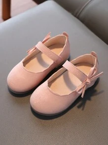 1 Par De Zapatos Planos Rosa Con Lazo Elegantes Y Lindos Para Niñas, Versátiles, Casuales, Ligeros Y Simples - Rosa - Ver 3