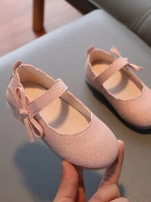 1 Par De Zapatos Planos Rosa Con Lazo Elegantes Y Lindos Para Niñas, Versátiles, Casuales, Ligeros Y Simples - Rosa - Ver 2
