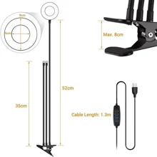 Aro Anillo De Luz Led Para Selfie Celular Telefono Color Negro - Blanco y Negro - Ver 2