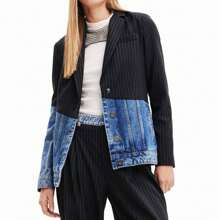 Desigual Hybrid Blazer In Denim/Black - Denim/black - View 1