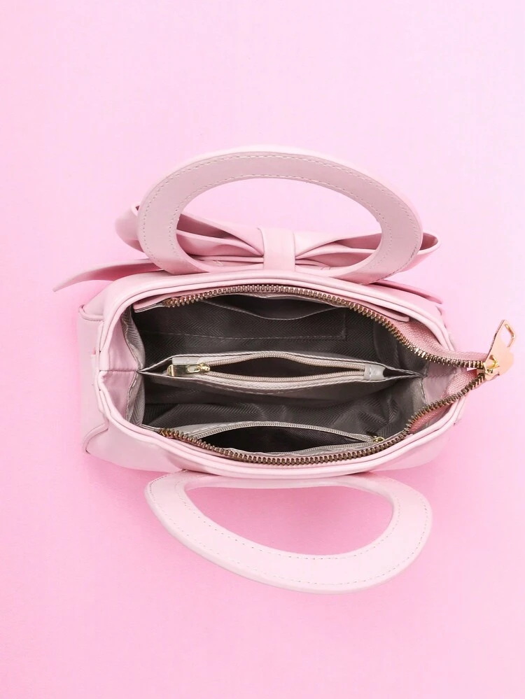 Letter Graphic Bow Decor Satchel Bag Double Handle, Mother Day Gifts, Mom Gifts, Mommy's Essentials, Mommy Bag For Going Out Valentines , Mum Gifts