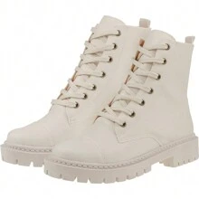 Women's Maduda Tractor Sole Comfortable Ankle Boot, Blogger Style, Fake Old Style - Beige - View 3