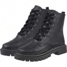 Women's Maduda Tractor Sole Comfortable Ankle Boot, Blogger Style, Fake Old Style - Negro - Ver 3