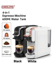 Cafelffe咖啡機4合1膠囊咖啡機,19巴全自動小型家用0.6l可拆卸水箱,兼容通用1450w咖啡膠囊 - 白色 - 查看 2