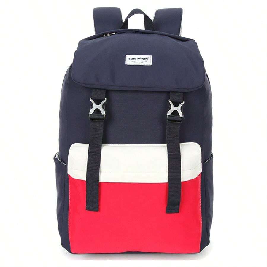 1入組SUISSEWIN男女適用的小學和初中學生書包，通用休閒肩袋，防潑水背包，父親節禮物暑期大學包，爸爸必備 - 藏蓝色 - 查看 1