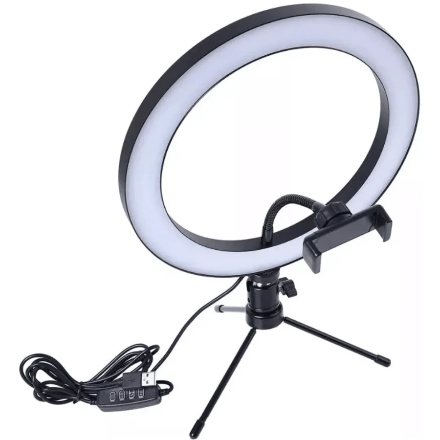 Aro Luz Led Maquillaje Lampara Foto Video Luz Regulable - Negro - Ver 1