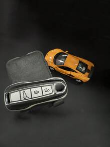 Car Key Protective Case, Made Of Tpu Material, Durable, With Sheepskin Texture Design, Available In Multiple Colors, Suitable For Porsche Models - B Silver - View 1