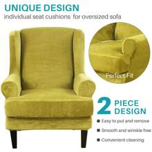 Wing Chair Covers Stretch 2Pcs/Set Wingback Armchair Chair Cover Slipcover Sofa Protector For Home Decoration - Mustard Yellow - View 1