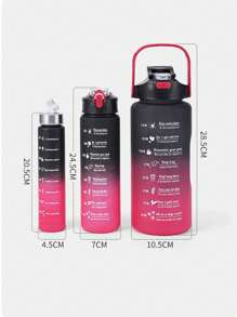 1pc 2L Or 750ml Or 300ml Large Capacity Pink Gradient PC Water Bottle, Sports And Fitness Portable Straw Cup, For Home And Travel Outdoor Use