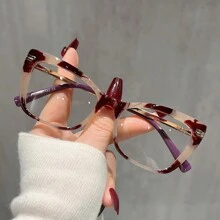 1 副方形时尚女士金属框架眼镜，带弹簧铰链，高品质日常装饰眼镜 - A - 查看 15